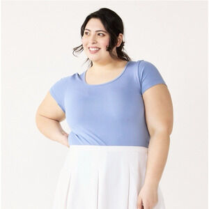 SO Seamless Short Sleeve Scoopneck Bodysuit Nile Lily Blue Junior's Plus Size 3X